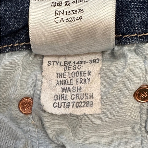 MOTHER The Looker Ankle Fray Skinny Mid Rise Jean Girl Crush Blue Wash Size 29 - Picture 10 of 14